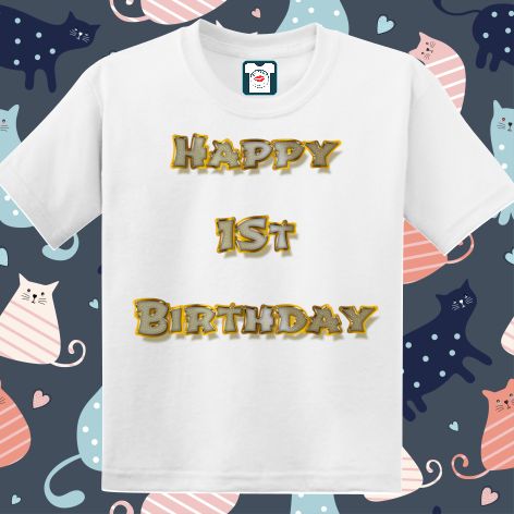 Dacă mergi la petrecerea unui prieten care împlinește 1 an, surprinde pe toată lumea purtând un tricou pentru copii cu mesajul: Happy 1st Birthday! Tricou copii - Happy 1st Birthday