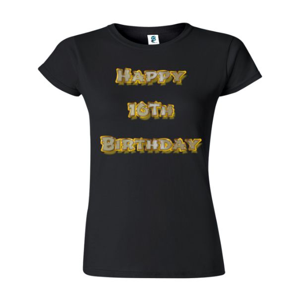 Surprindeți prietenul sau ruda care împlinește 16 de ani purtând un tricou de damă prin care să-i urezi: Happy 16th Birthday. Tricou damă - Happy 16th Birthday