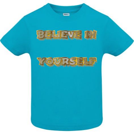 Tricou copii - Believe in Yourself - imprimat cu mesaj motivațional în tonuri de auriu Tricou copii - Believe in Yourself