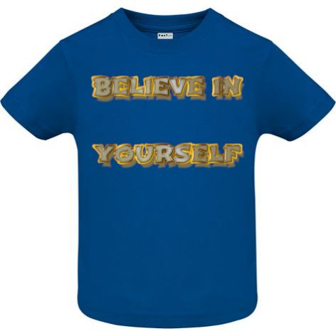 Tricou copii - Believe in Yourself - imprimat cu mesaj motivațional în tonuri de auriu Tricou copii - Believe in Yourself