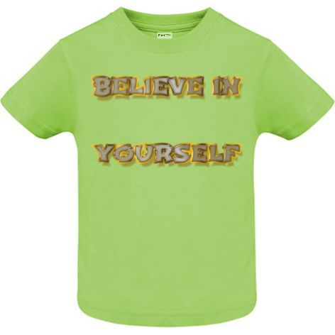 Tricou copii - Believe in Yourself - imprimat cu mesaj motivațional în tonuri de auriu Tricou copii - Believe in Yourself
