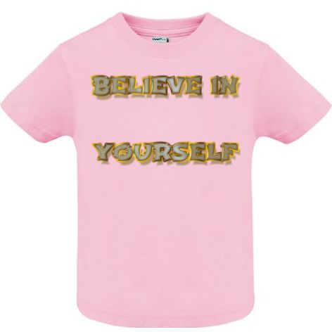 Tricou copii - Believe in Yourself - imprimat cu mesaj motivațional în tonuri de auriu Tricou copii - Believe in Yourself