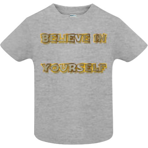 Tricou copii - Believe in Yourself - imprimat cu mesaj motivațional în tonuri de auriu Tricou copii - Believe in Yourself