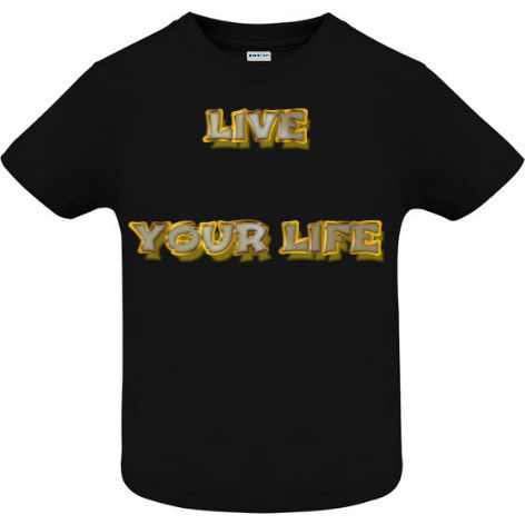 Tricou din bumbac pentru copii imprimat cu un mesaj care să te motiveze: Live your Life! Tricou copii - Live Your Life