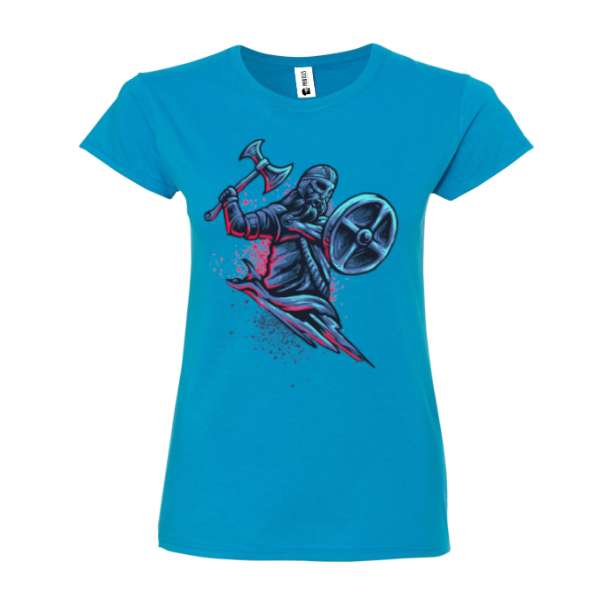 Tricou de damă 100% bumbac imprimat digital cu grafică reprezentând un războinic viking Tricou damă - Războinic Viking
