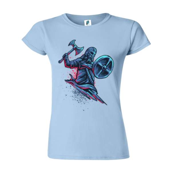Tricou de damă 100% bumbac imprimat digital cu grafică reprezentând un războinic viking Tricou damă - Războinic Viking