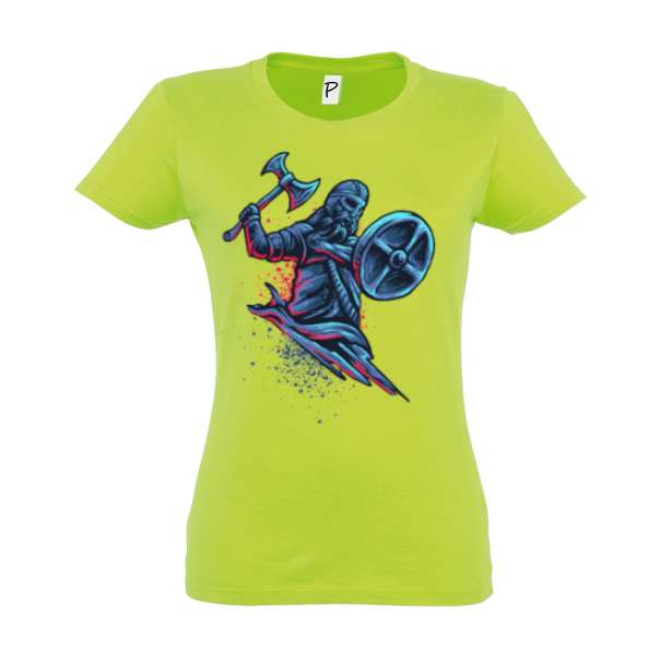 Tricou de damă 100% bumbac imprimat digital cu grafică reprezentând un războinic viking Tricou damă - Războinic Viking