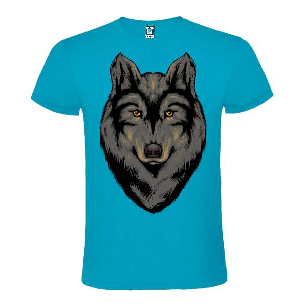 Tricou de bărbat 100% bumbac imprimat digital cu grafică reprezentând un lup negru Tricou bărbat - Lup negru