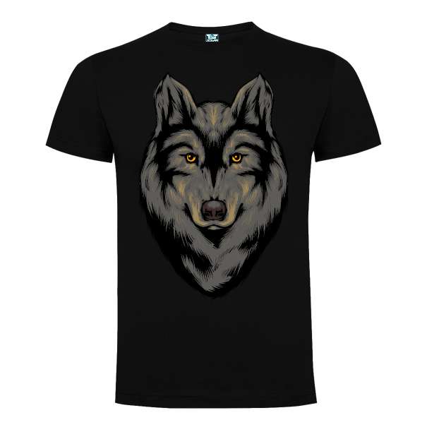 Tricou de bărbat 100% bumbac imprimat digital cu grafică reprezentând un lup negru Tricou bărbat - Lup negru