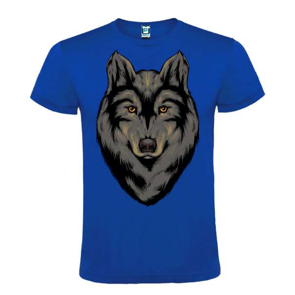 Tricou de bărbat 100% bumbac imprimat digital cu grafică reprezentând un lup negru Tricou bărbat - Lup negru