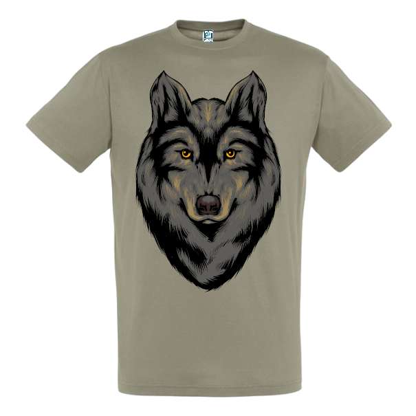 Tricou de bărbat 100% bumbac imprimat digital cu grafică reprezentând un lup negru Tricou bărbat - Lup negru