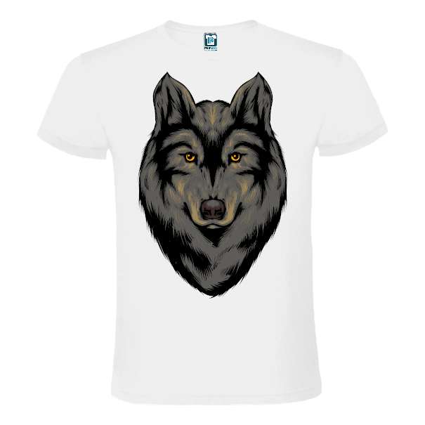 Tricou de bărbat 100% bumbac imprimat digital cu grafică reprezentând un lup negru Tricou bărbat - Lup negru