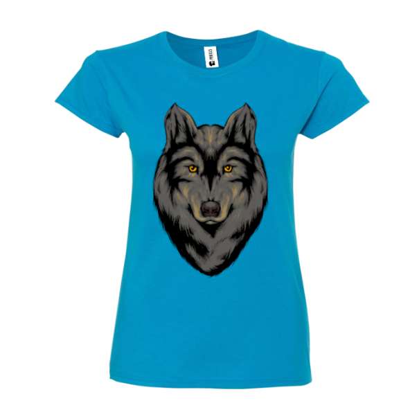 Tricou de damă 100% bumbac imprimat digital cu grafică reprezentând un lup negru Tricou damă - Lup negru