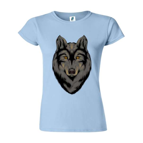 Tricou de damă 100% bumbac imprimat digital cu grafică reprezentând un lup negru Tricou damă - Lup negru