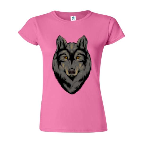 Tricou de damă 100% bumbac imprimat digital cu grafică reprezentând un lup negru Tricou damă - Lup negru