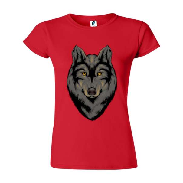 Tricou de damă 100% bumbac imprimat digital cu grafică reprezentând un lup negru Tricou damă - Lup negru