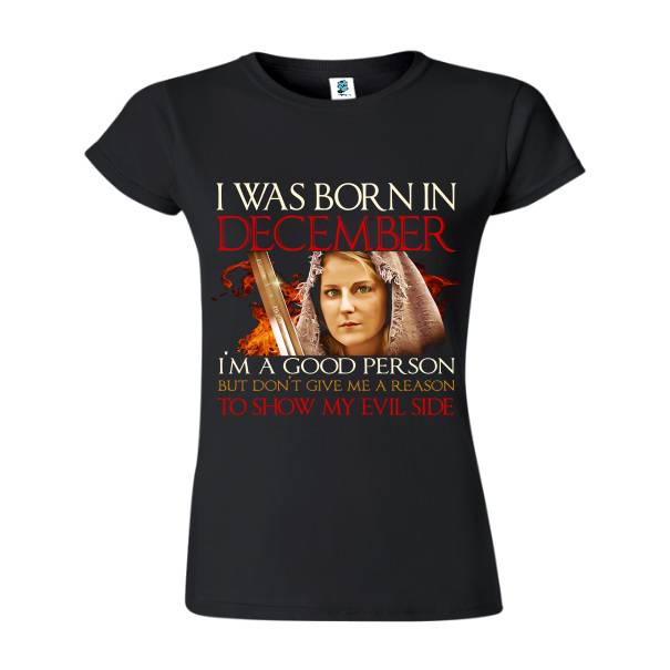 Tricou negru damă - Born in December