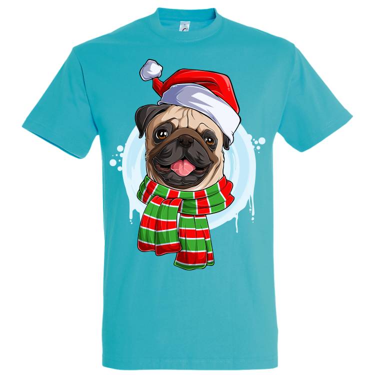Tricou bărbat - Pug de Crăciun