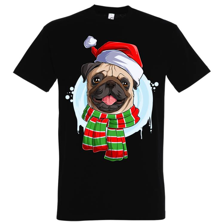 Tricou bărbat - Pug de Crăciun