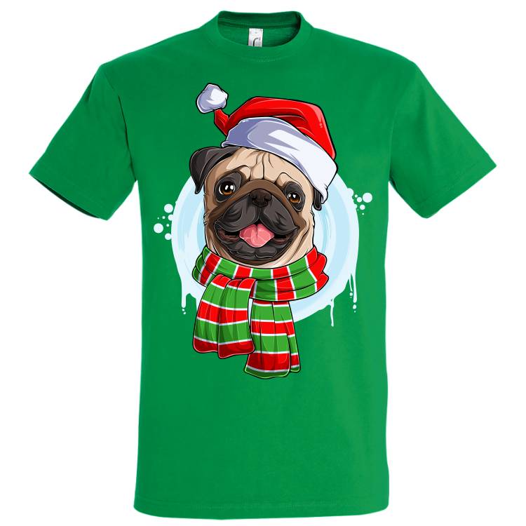 Tricou bărbat - Pug de Crăciun