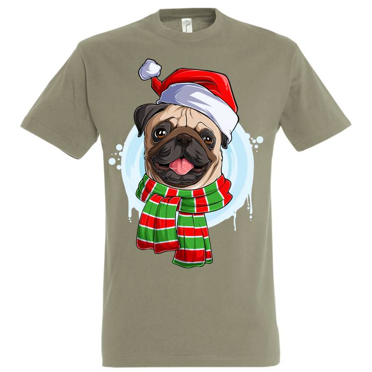 Tricou bărbat - Pug de Crăciun