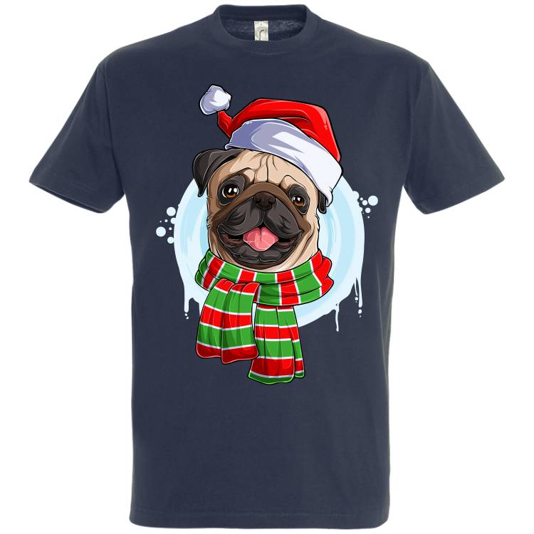 Tricou bărbat - Pug de Crăciun