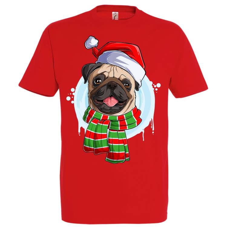 Tricou bărbat - Pug de Crăciun