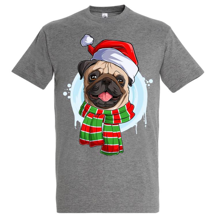 Tricou bărbat - Pug de Crăciun