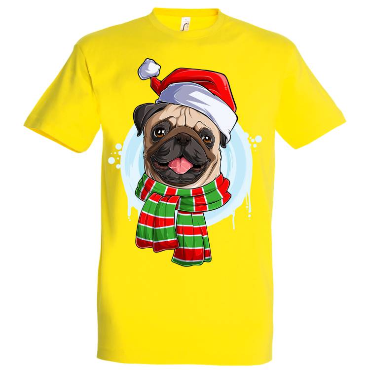 Tricou bărbat - Pug de Crăciun