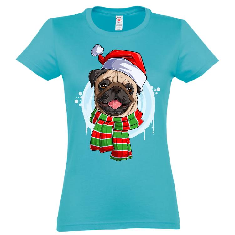 Tricou damă - Pug de Crăciun