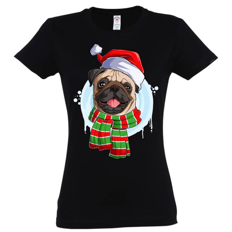 Tricou damă - Pug de Crăciun
