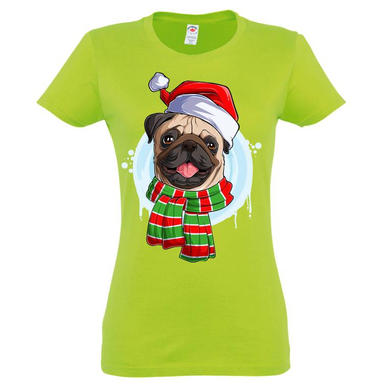 Tricou damă - Pug de Crăciun