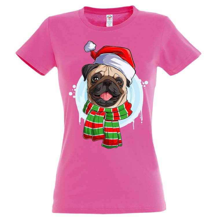 Tricou damă - Pug de Crăciun