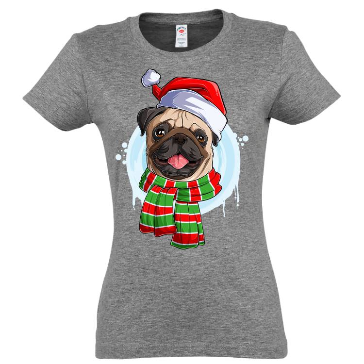 Tricou damă - Pug de Crăciun