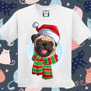 Tricou copii - Pug de Crăciun