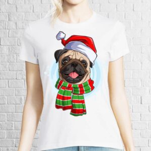 Tricou damă - Pug de Crăciun