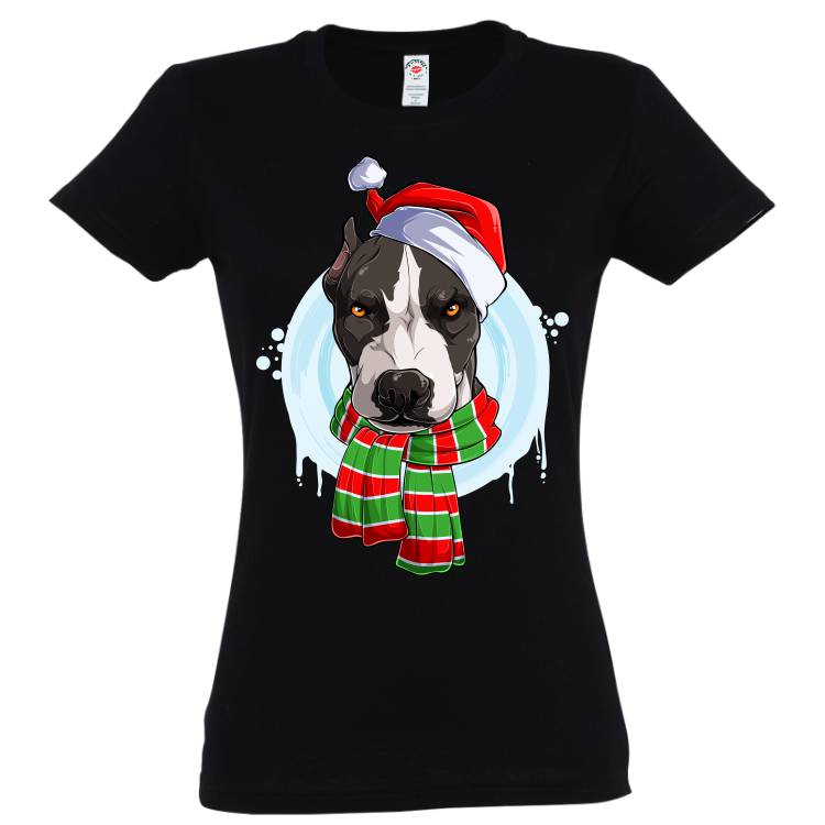 Tricou damă - Pit Bull de Crăciun