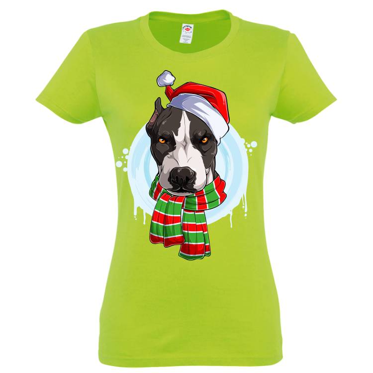 Tricou damă - Pit Bull de Crăciun
