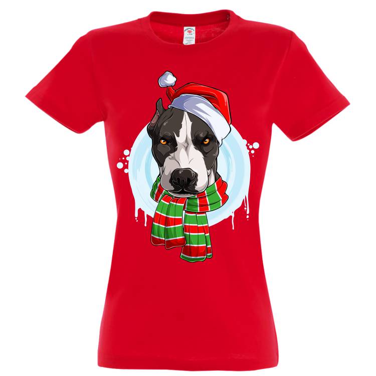 Tricou damă - Pit Bull de Crăciun