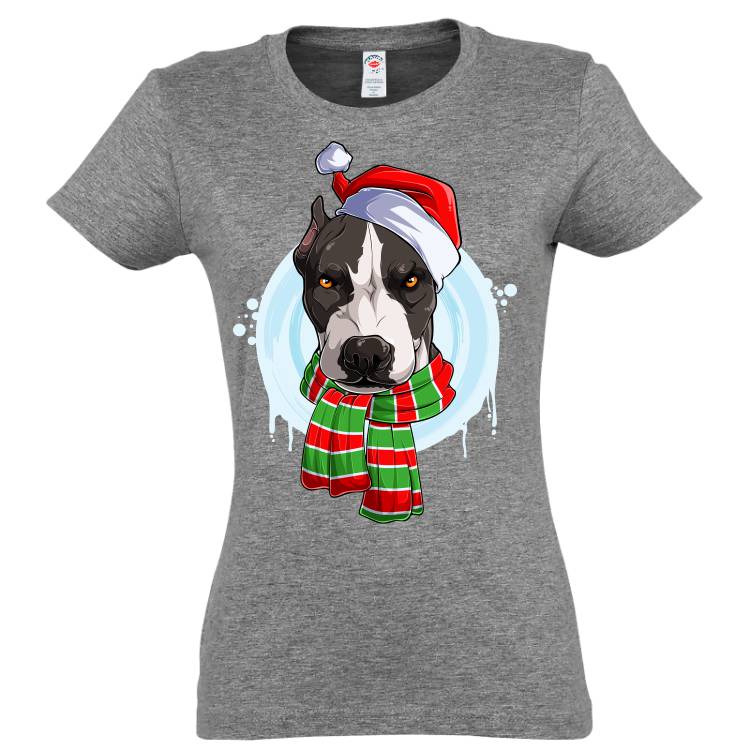 Tricou damă - Pit Bull de Crăciun
