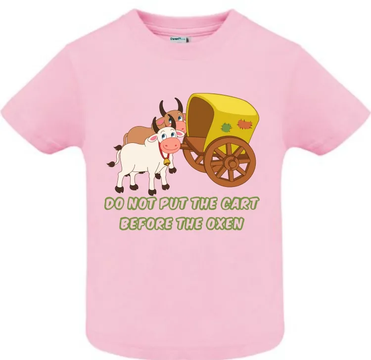 Tricou copii - Cart Before Oxen pentru că proverbele românești sună funny și în engleză, chiar dacă englezii nu înțeleg sensul. Tricou copii - Cart Before Oxen