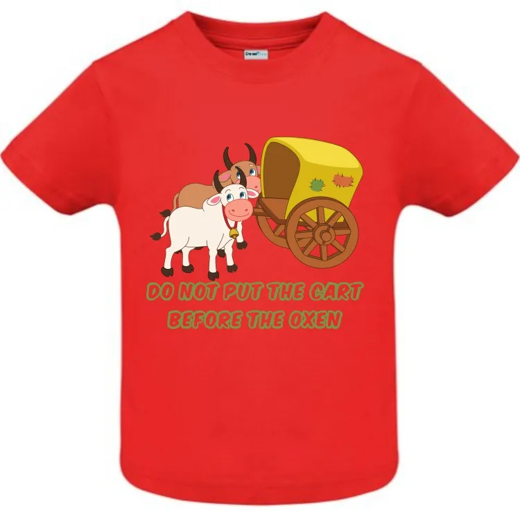 Tricou copii - Cart Before Oxen pentru că proverbele românești sună funny și în engleză, chiar dacă englezii nu înțeleg sensul. Tricou copii - Cart Before Oxen