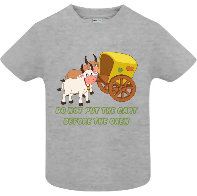 Tricou copii - Cart Before Oxen pentru că proverbele românești sună funny și în engleză, chiar dacă englezii nu înțeleg sensul. Tricou copii - Cart Before Oxen
