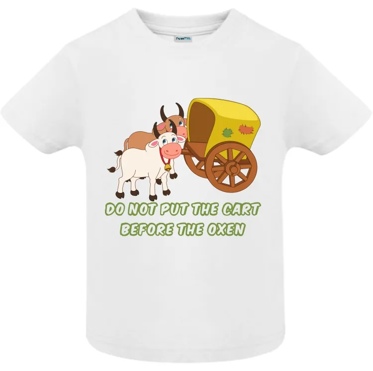 Tricou copii - Cart Before Oxen pentru că proverbele românești sună funny și în engleză, chiar dacă englezii nu înțeleg sensul. Tricou copii - Cart Before Oxen