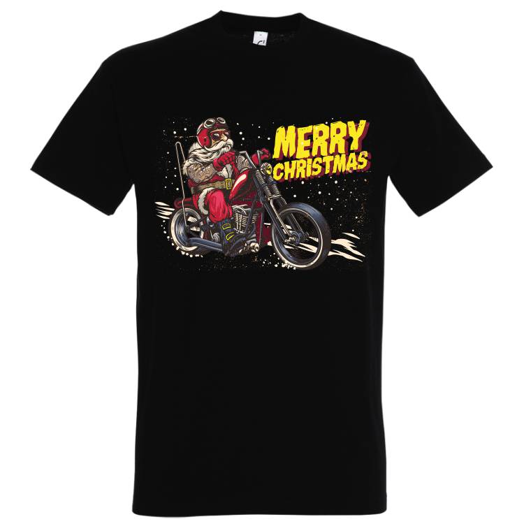 Tricou bărbat Chopper Santa - 100% bumbac imprimat cu vopsele pe bază de apă sigure de purtat și rezistente în timp Tricou bărbat - Chopper Santa