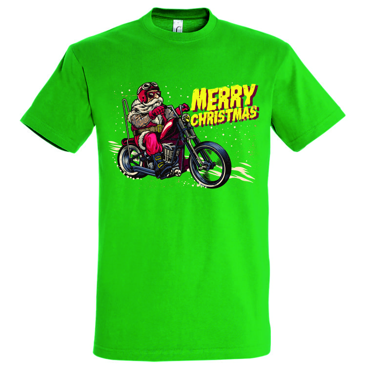 Tricou bărbat Chopper Santa - 100% bumbac imprimat cu vopsele pe bază de apă sigure de purtat și rezistente în timp Tricou bărbat - Chopper Santa
