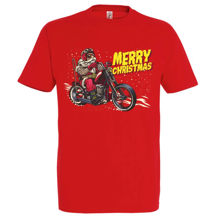 Tricou bărbat Chopper Santa - 100% bumbac imprimat cu vopsele pe bază de apă sigure de purtat și rezistente în timp Tricou bărbat - Chopper Santa