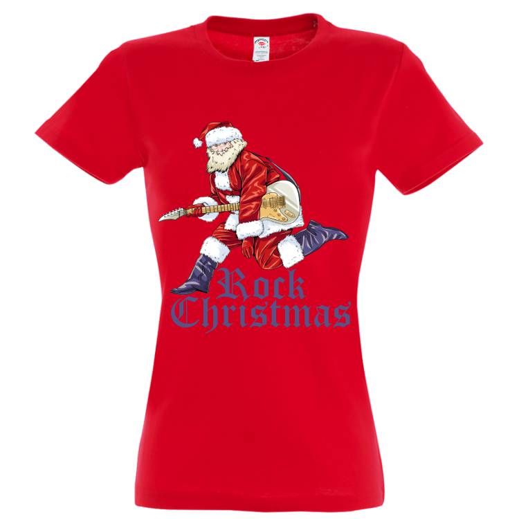 Tricou damă - Rock Christmas - 100% bumbac imprimat cu vopsele pe bază de apă sigure de purtat și rezistente în timp Tricou damă - Rock Christmas