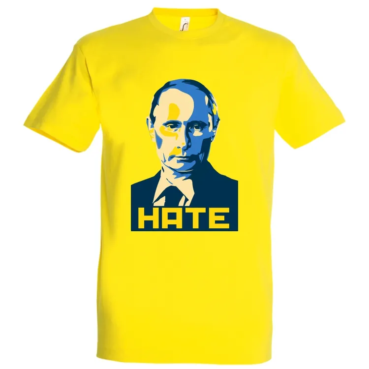 Tricou bărbat - Hate Putin. Știi care este cel mai urât om al planetei în aceste zile? Dar cel care urăște cel mai mult? Tricou bărbat - Hate Putin