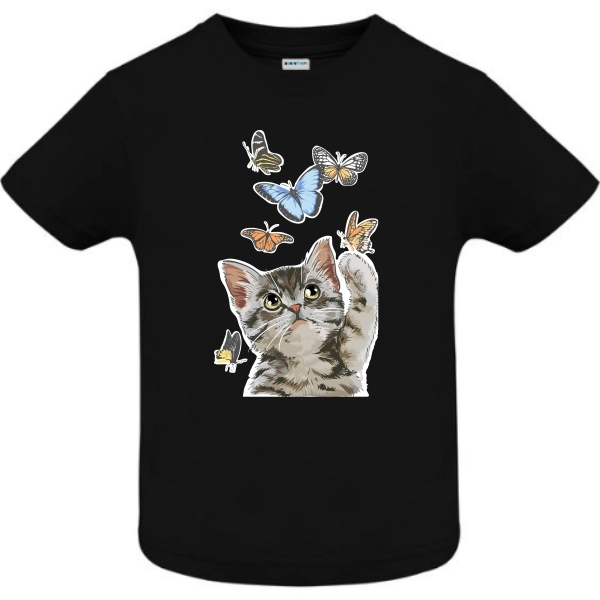 Tricou copil - Pisică cu fluturi